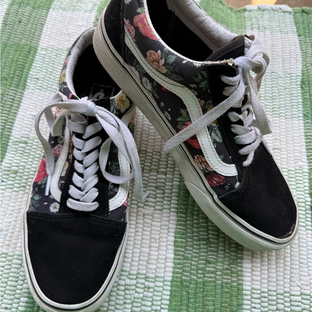 Vans Black Floral Women's Shoes